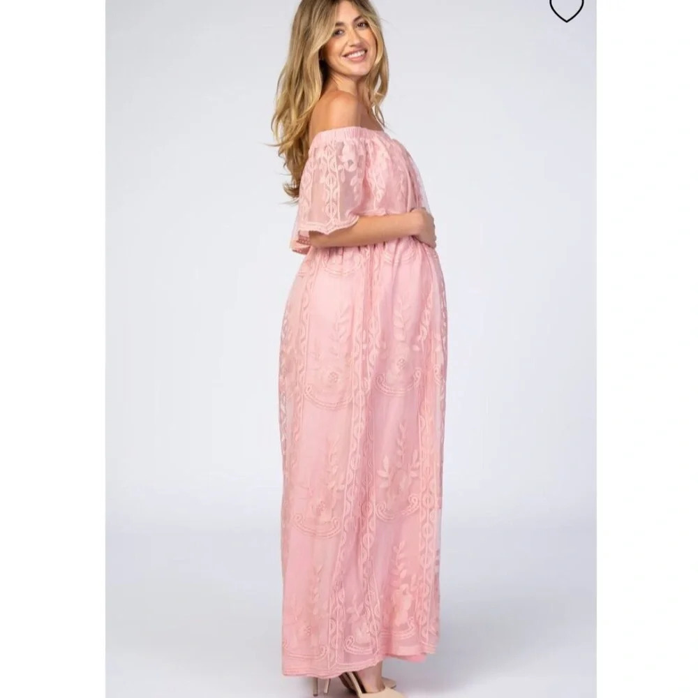 New PInkBlush light pink lace overlay‎ maxi